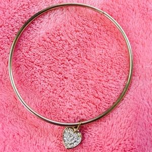 Faux Rhinestone Heart Pendant Bracelet